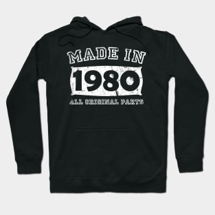 Made 1980 Original Parts Birthday Gifts distressed Hoodie